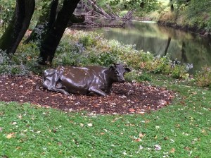 Bucolic landscape and sculpture