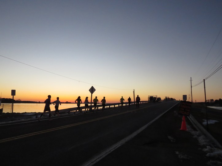 Sunrise start during mile 1 of LPM - Photo credit: Jeanne Larrison