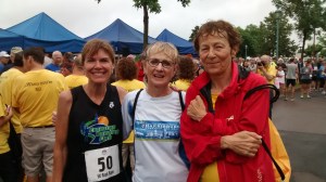 With one of my AG running idols Nancy Rollins and fellow age-grouper Sylvia Halasz. Always an opportunity to chat with fellow athletes at the Games.