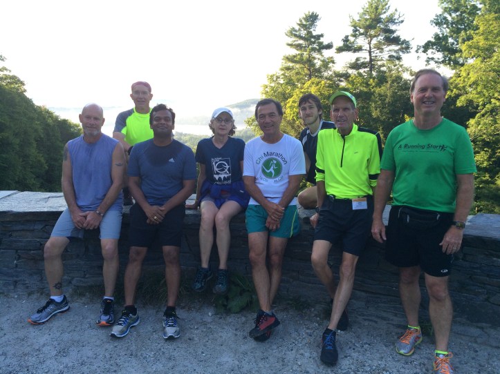 At the ridge overlooking Lake Mahkeenac with Chirunning cofounder Danny Dreyer and the early a.m. trail running group. Good company, great trail and a beautiful view.