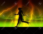 1207301-An-image-of-a-bare-footed-women-running-with-some-thunder-and-lightning-in-the-background--Stock-Photo